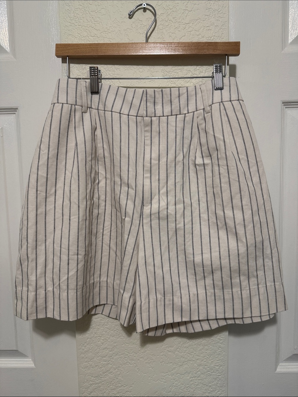 a new day Cream Shorts with Black Pinstripes